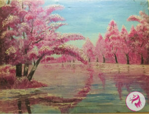 Cherry Blossom Oil-Painting Landscape