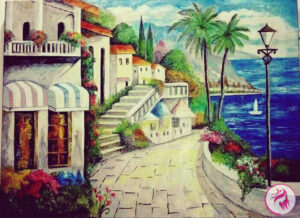 Mediterranean Scene Oil-Painting Landscape