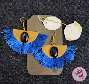 Handmade-Wire-Wrapped Royal-Blue Stone Earring
