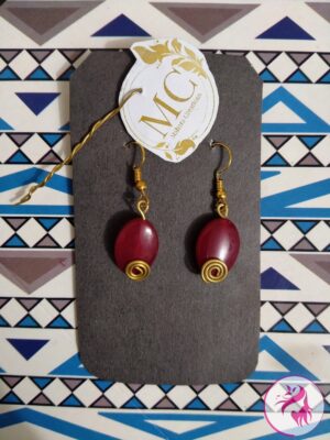 Handmade-Wire-Wrapped Maroon Stone Earring