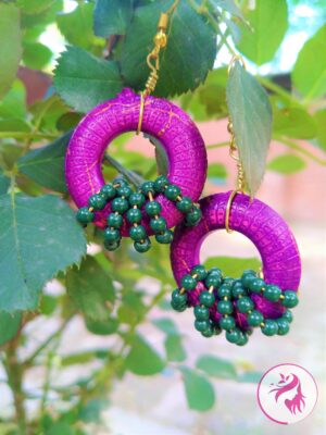 Handmade-Wire-Wrapped Ring/Beaded Earring