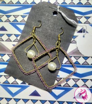 Handmade Wire-Woven Tea-Pink Earrings