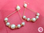 Handmade-Wire-Wrapped Lime Stone/Pearl Earring