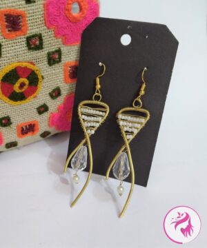 Handmade-Wire-Wrapped Cross-Beaded Earrings