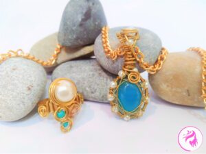 Handmade Wire-Wrapped Aqua PendantHandmade Wire-Wrapped Aqua Pendant