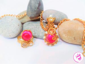 Handmade Wire-Wrapped Magenta Pendant
