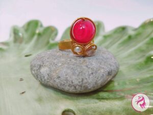 Handmade Wire-woven Fuscia Ring